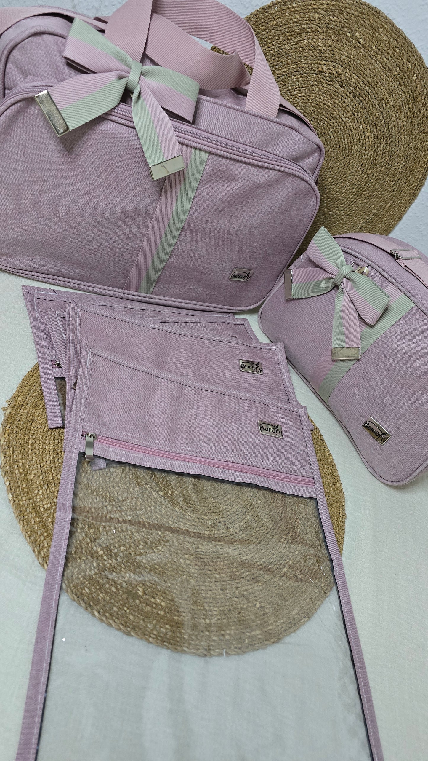 Kit Bolsas Maternidade Rosa Velho/Verde