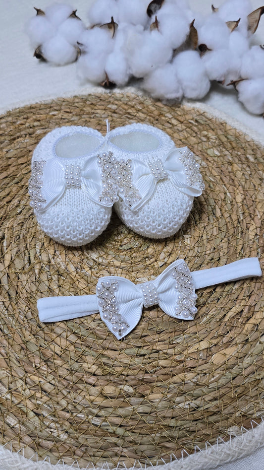 Sapatinho e tiara Branco