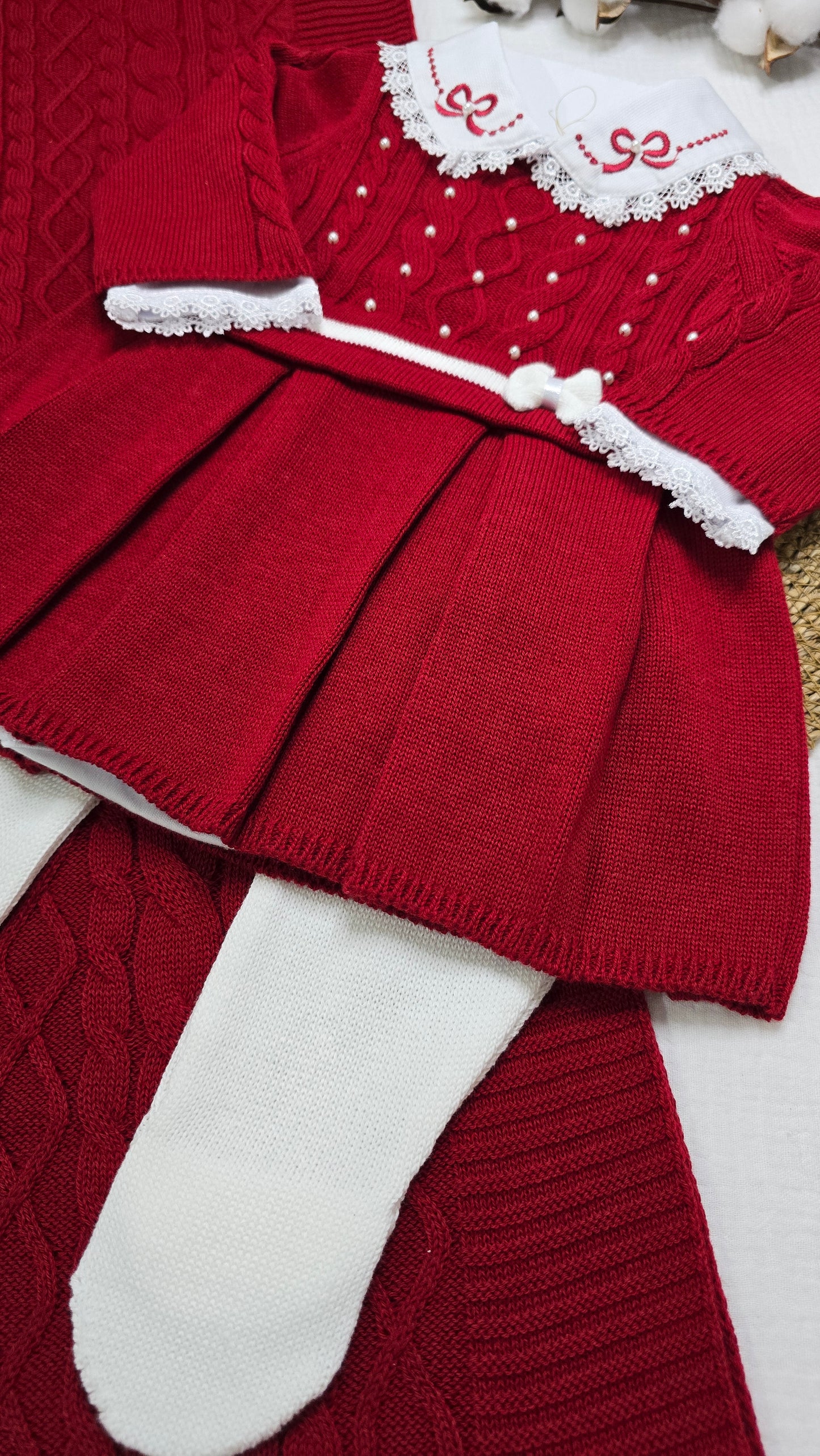 Conjunto Florida Vermelho/Branco - de 1 a 3 meses.