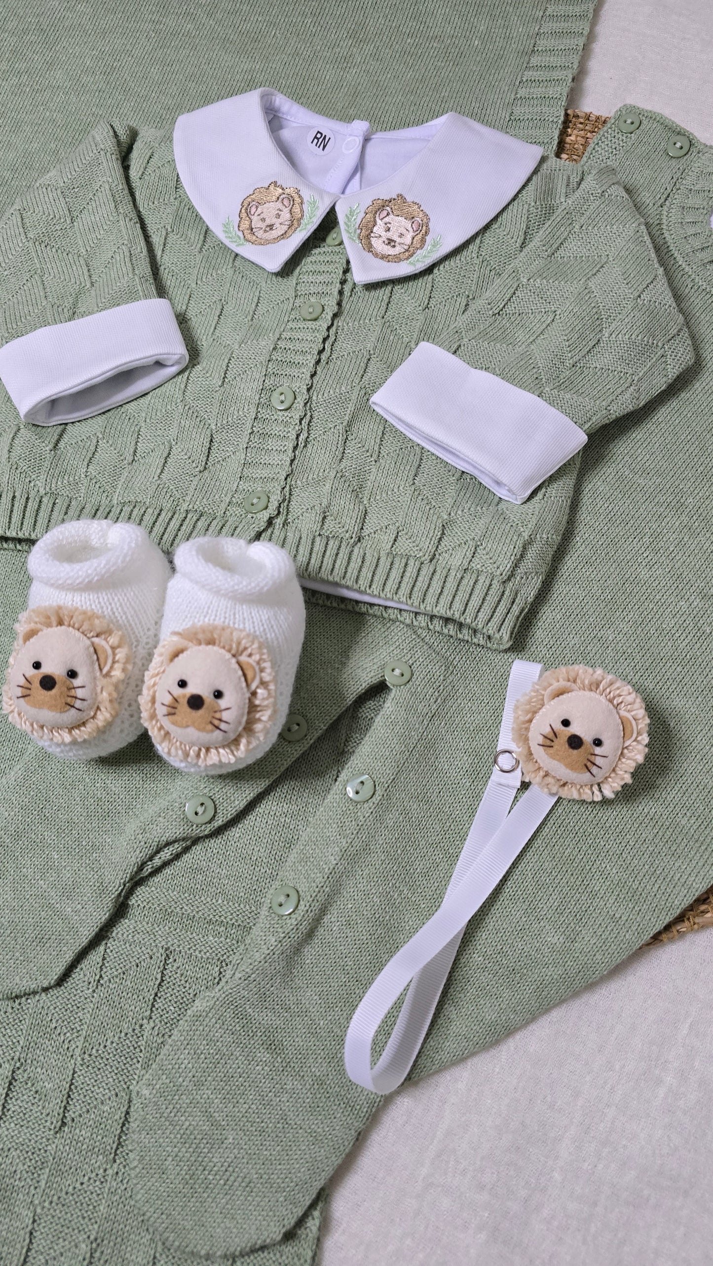 Saída de maternidade Trabalhado verde Mescla - Recém Nascido