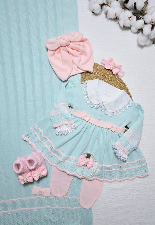 Saída de maternidade Carla Verde Geleira/Rosa - Recém Nascido