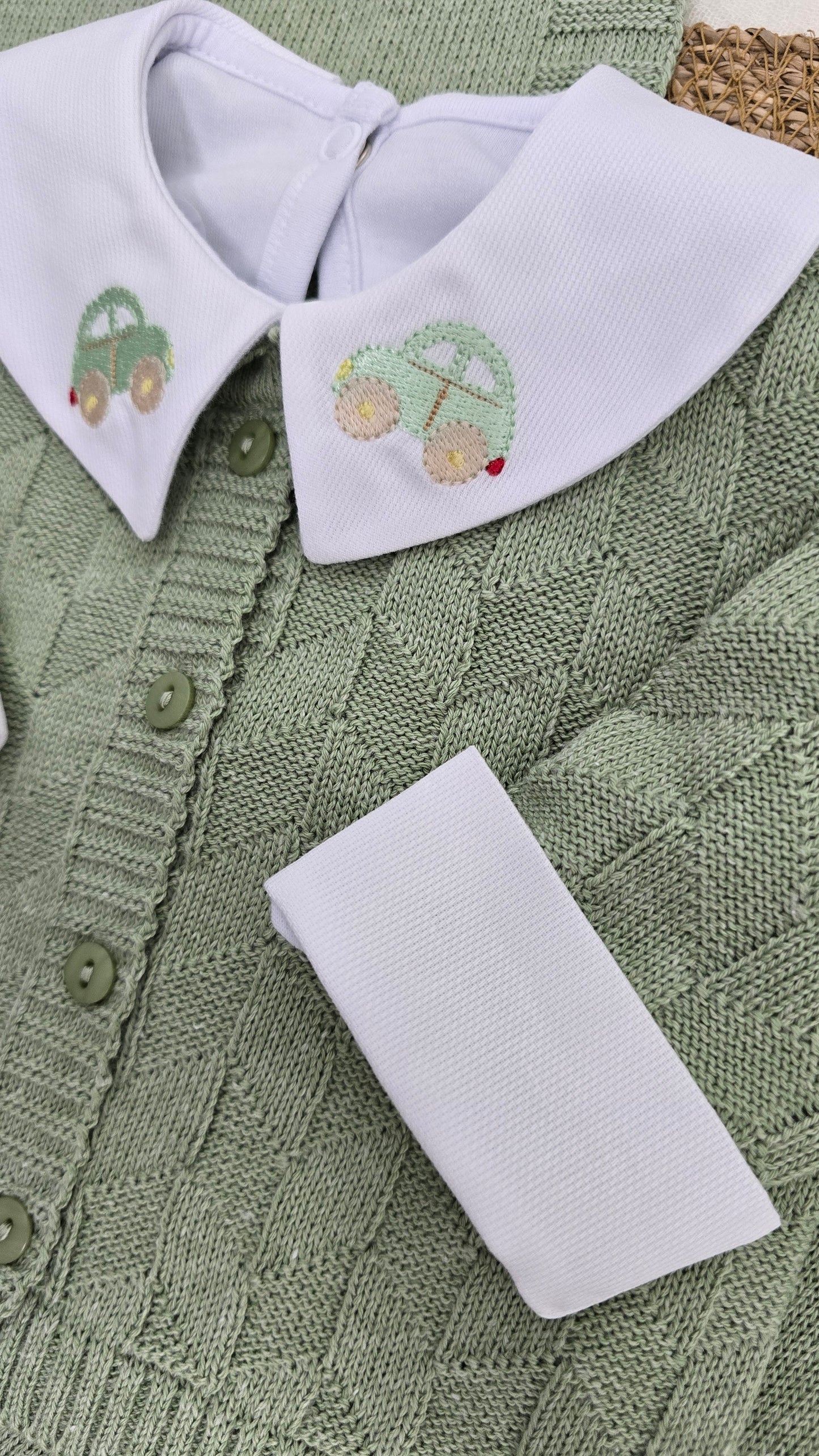 Saída de maternidade Trabalhado Verde Mescla - Recém Nascido