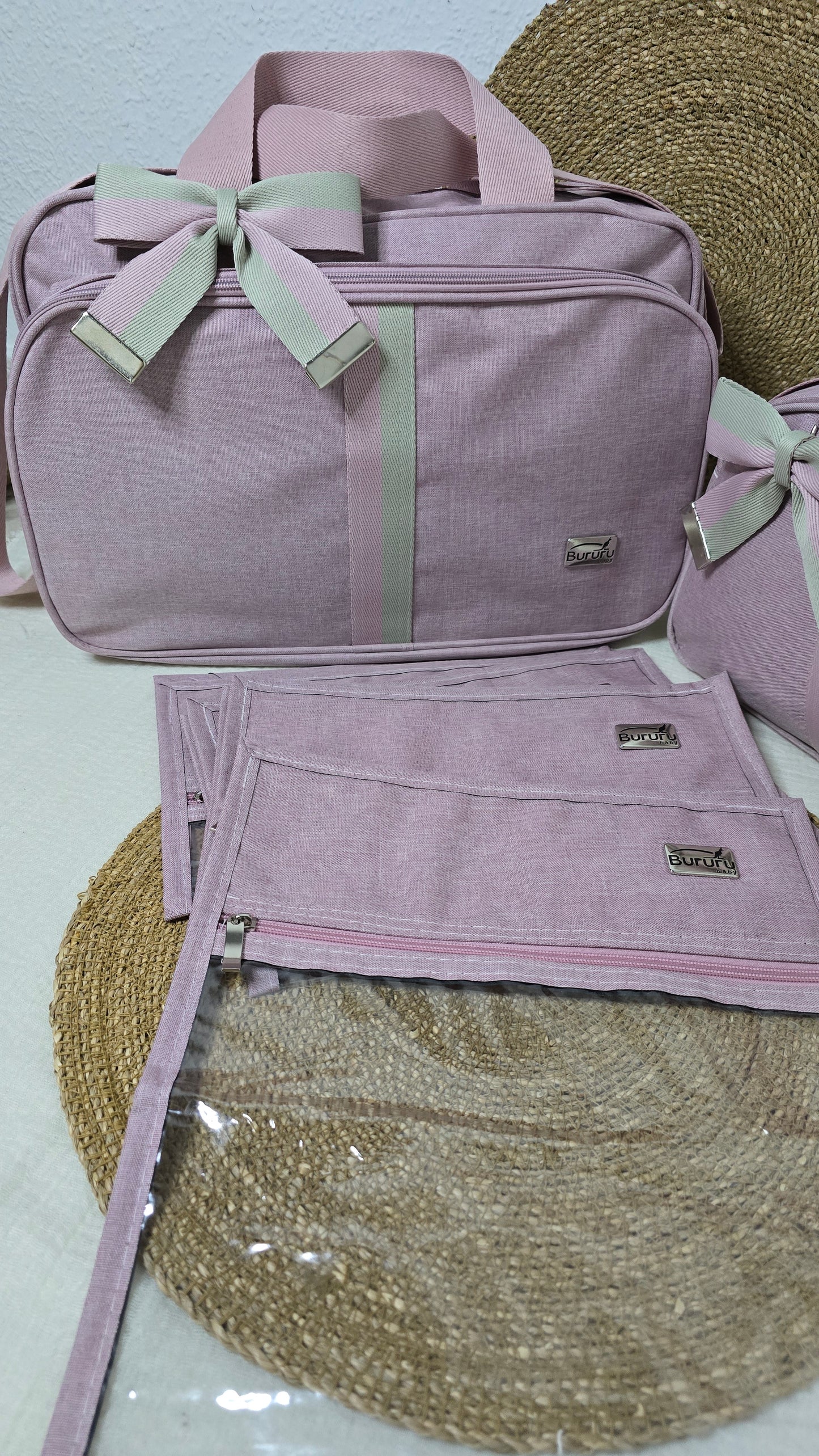 Kit Bolsas Maternidade Rosa Velho/Verde