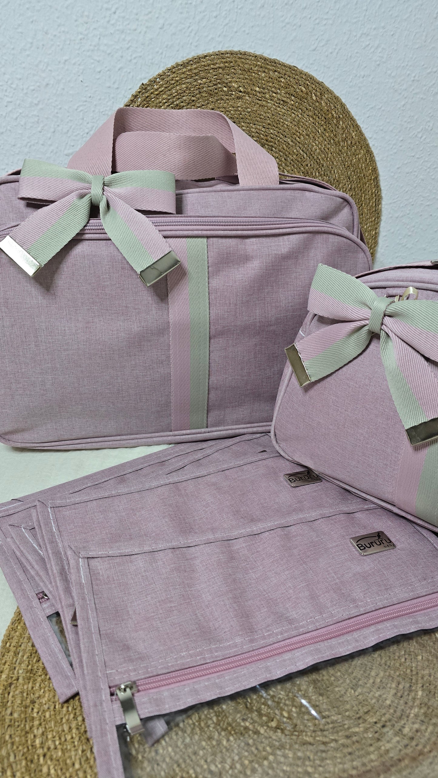 Kit Bolsas Maternidade Rosa Velho/Verde