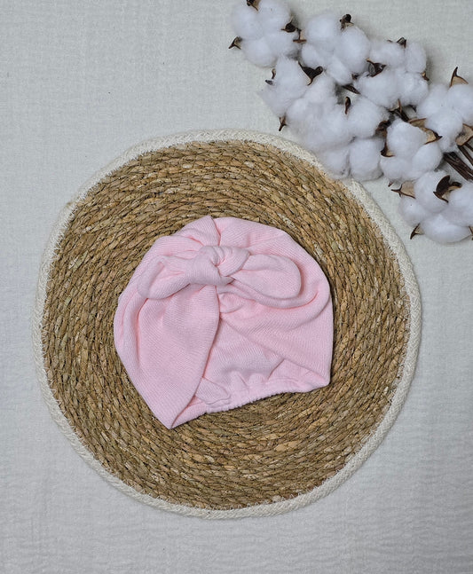 Turbante em Tricô Rosa Bebê