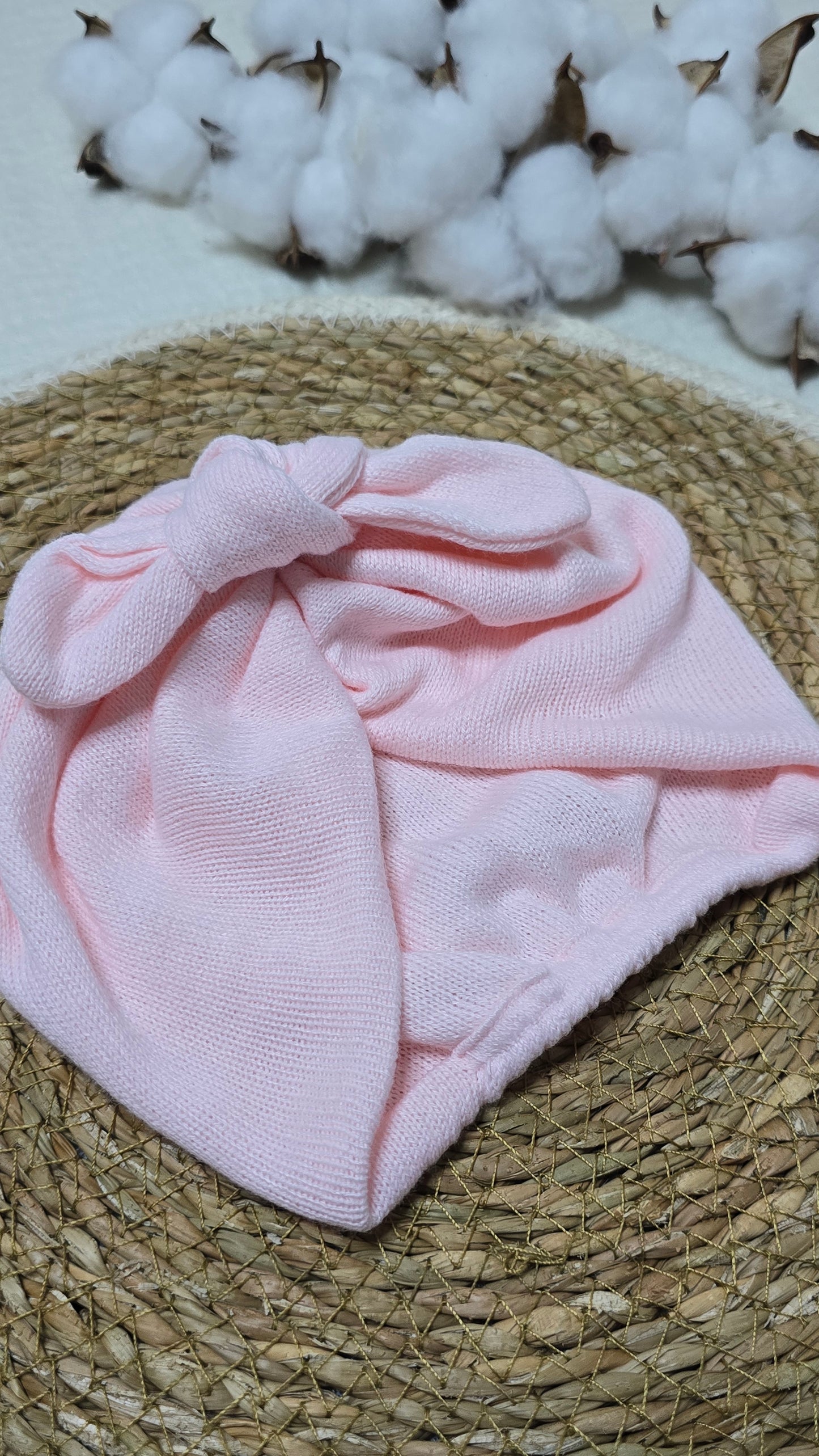 Turbante em Tricô Rosa Bebê