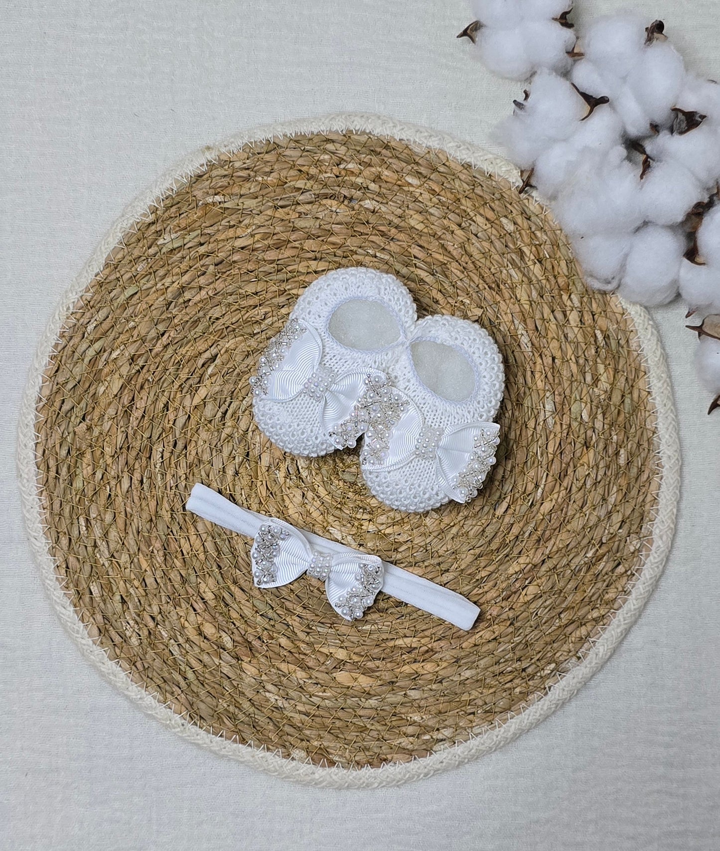 Sapatinho e tiara Branco