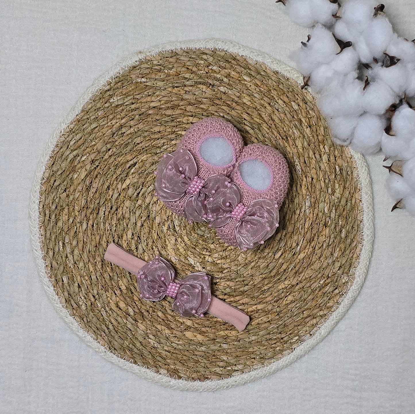 Sapatinho e Tiara Rosê Maxi Laço