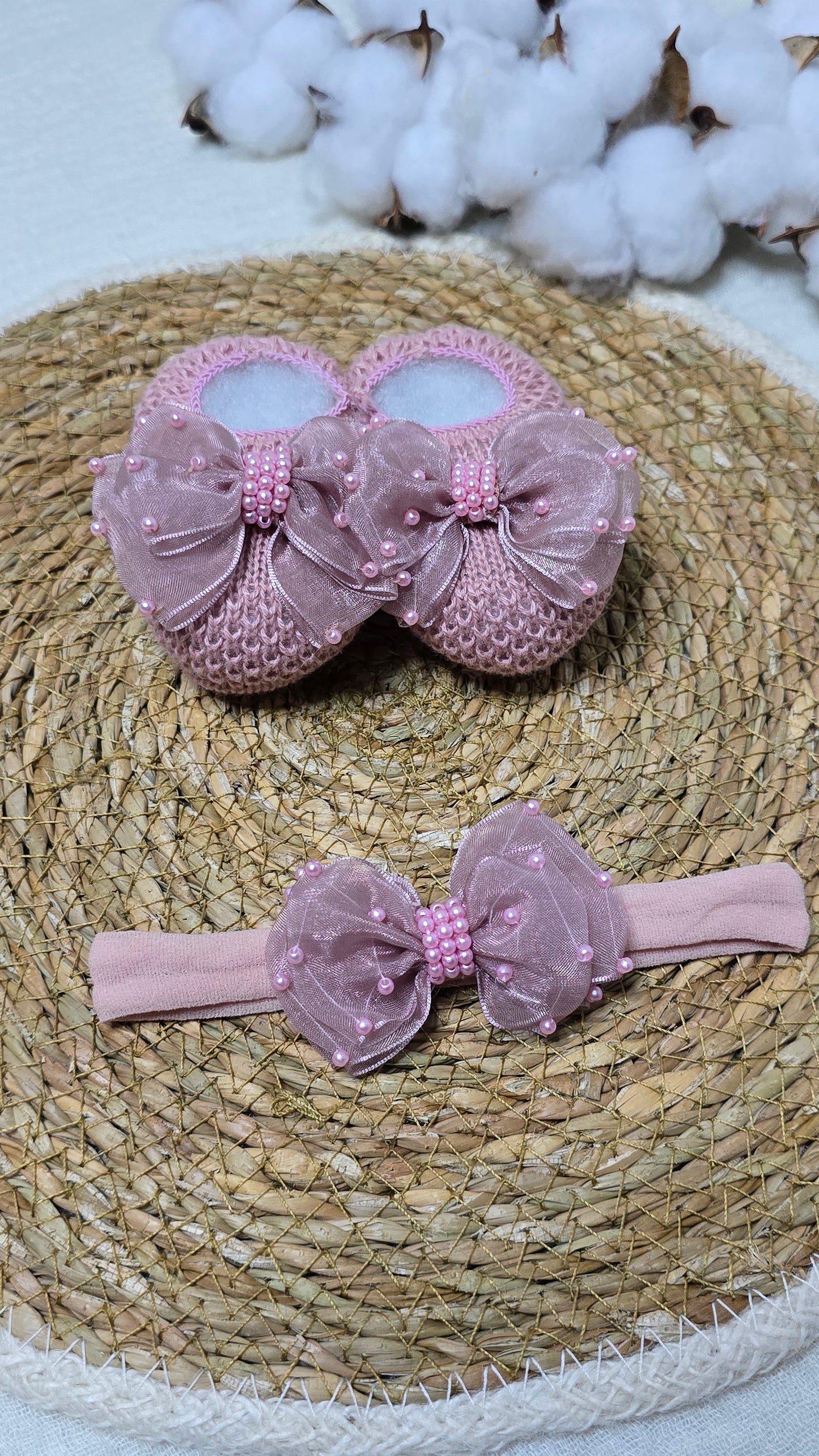 Sapatinho e Tiara Rosê Maxi Laço