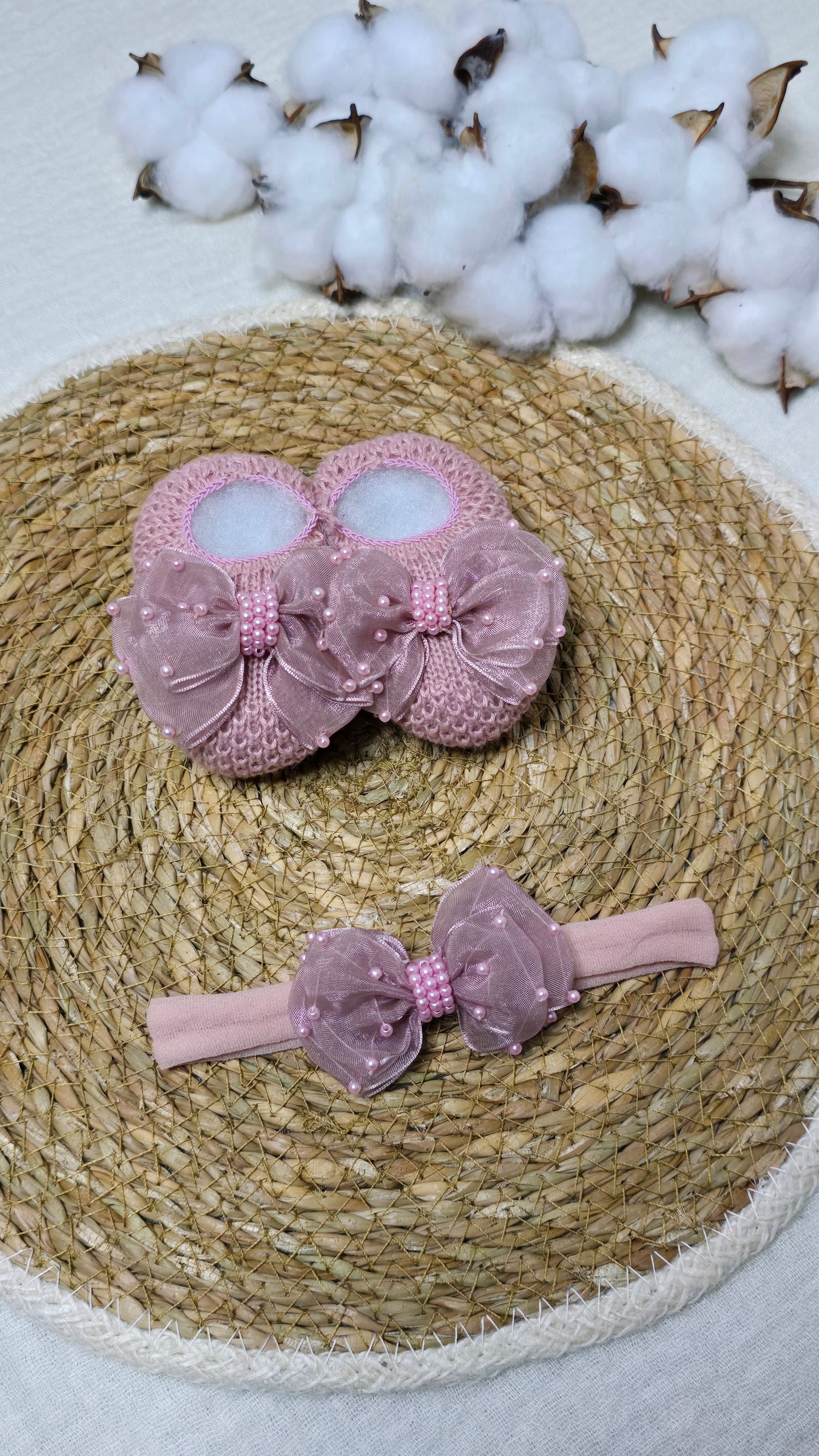 Sapatinho e Tiara Rosê Maxi Laço