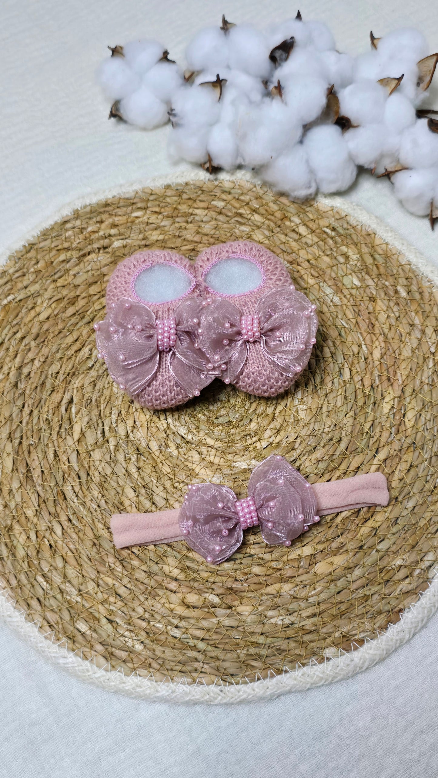 Sapatinho e Tiara Rosê Maxi Laço