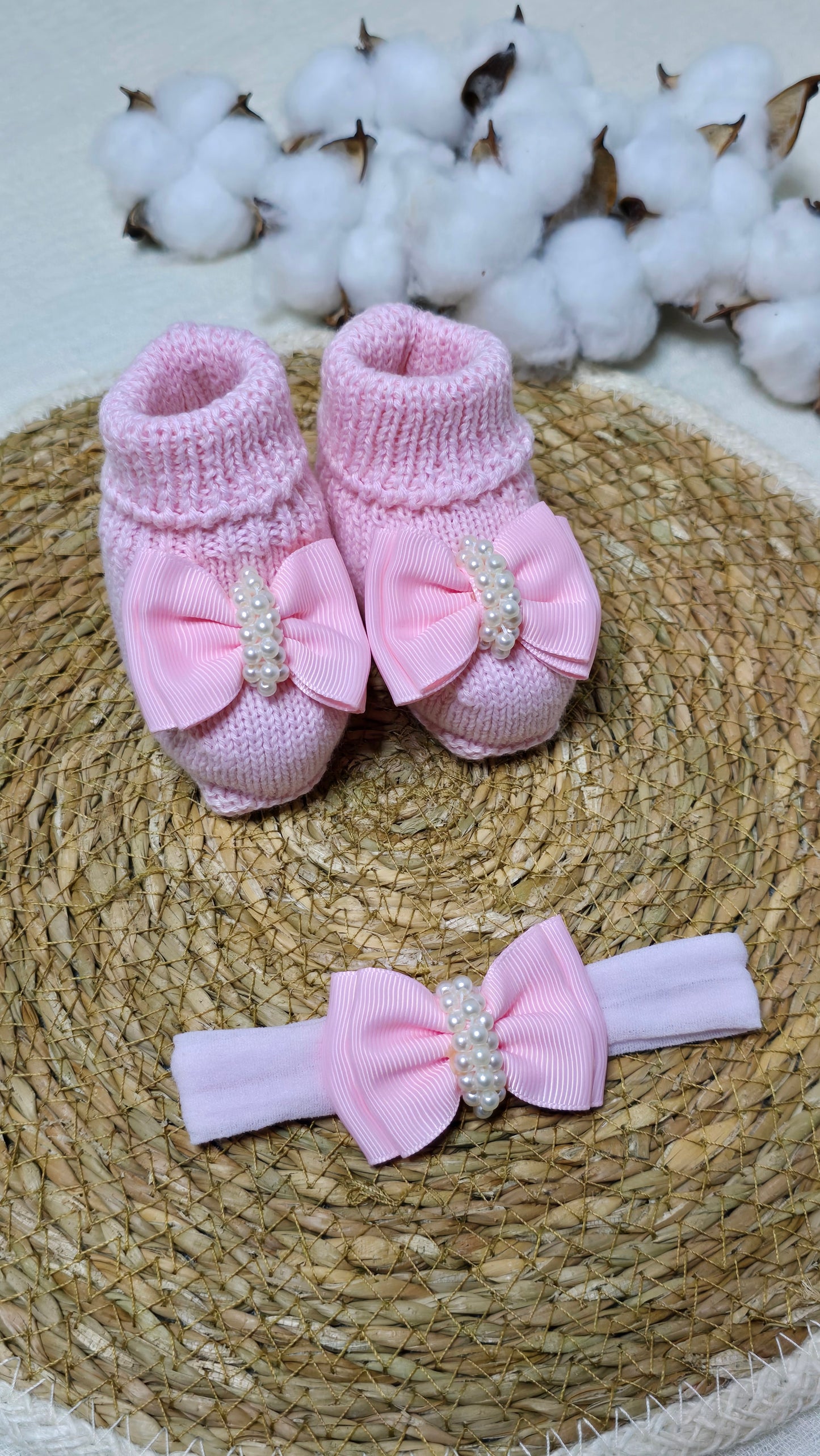 Botinha e Tiara Rosa bebê