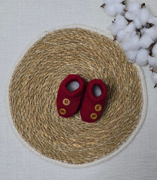 Botinha Vermelho Botão