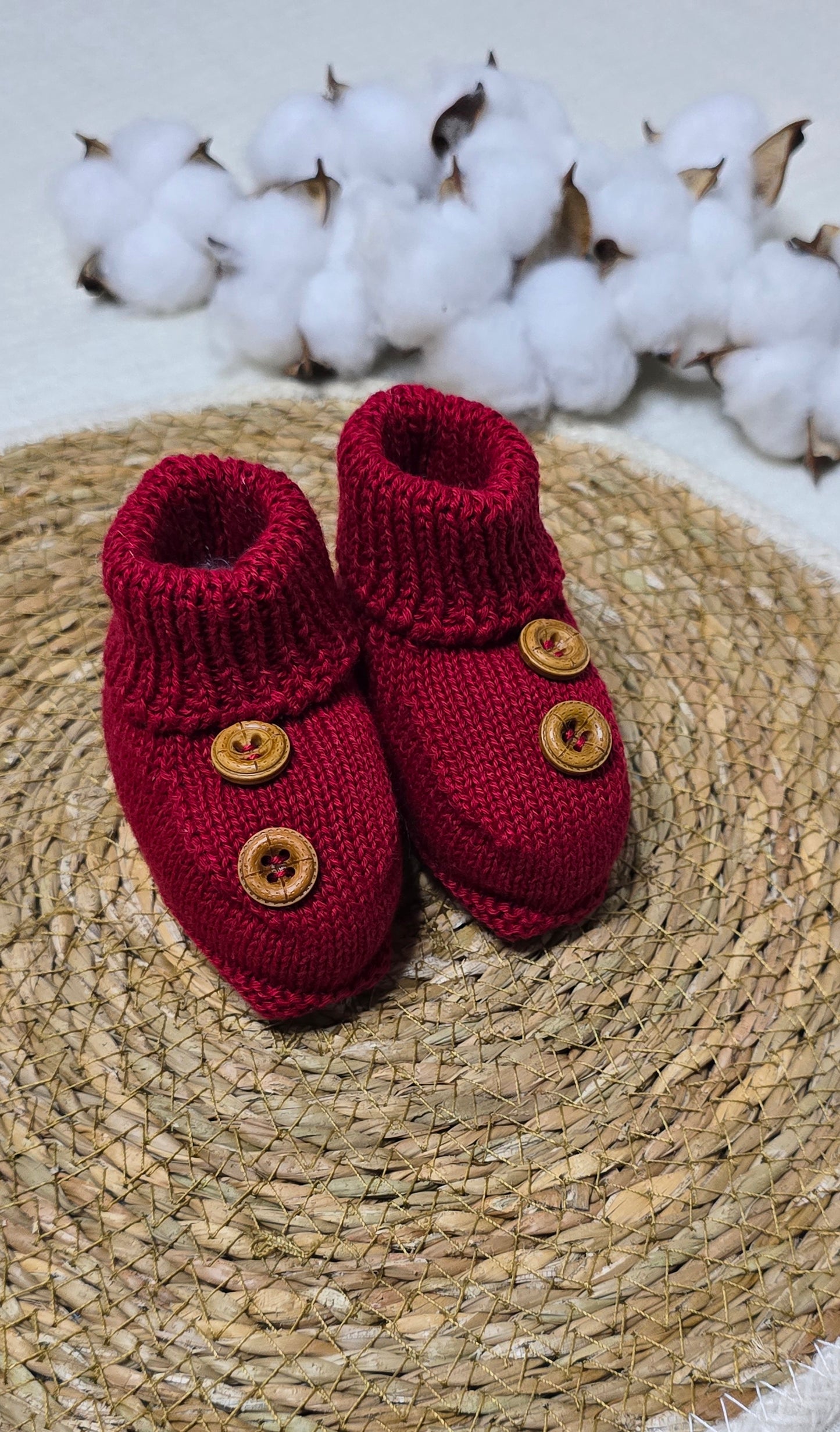 Botinha Vermelho Botão