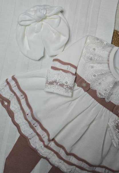 Saída de maternidade Carla Off White/ Rosê - Recém Nascido