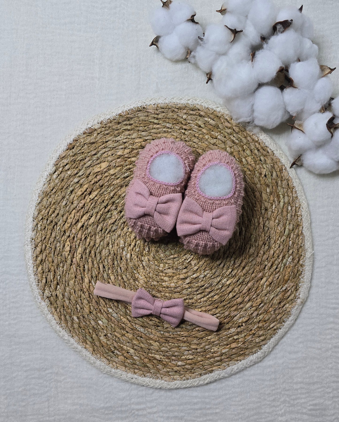 Sapatinho e Tiara Laço Rosê