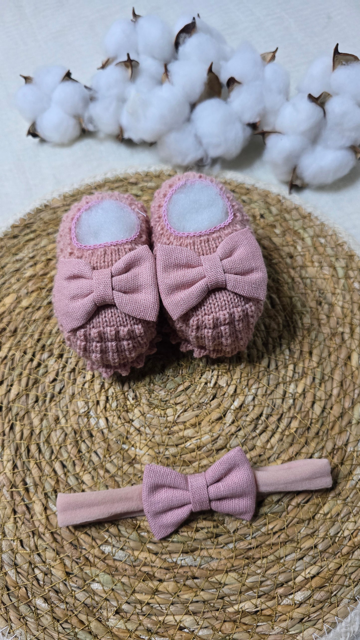 Sapatinho e Tiara Laço Rosê