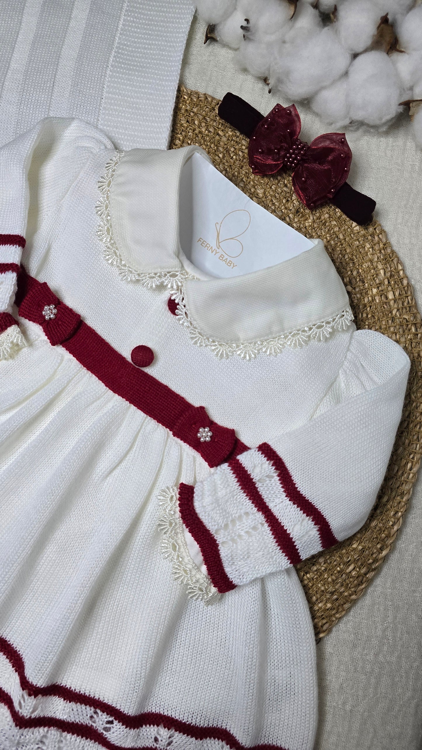 Saída de maternidade Carla Off White/Vermelho - Recém Nascido