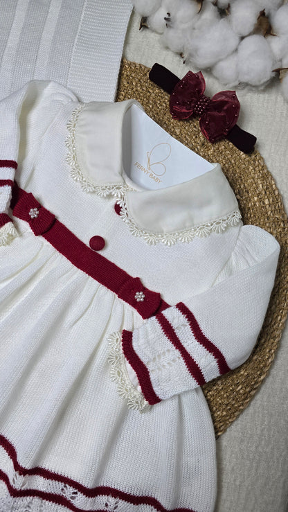 Saída de maternidade Carla Off White/Vermelho - Recém Nascido
