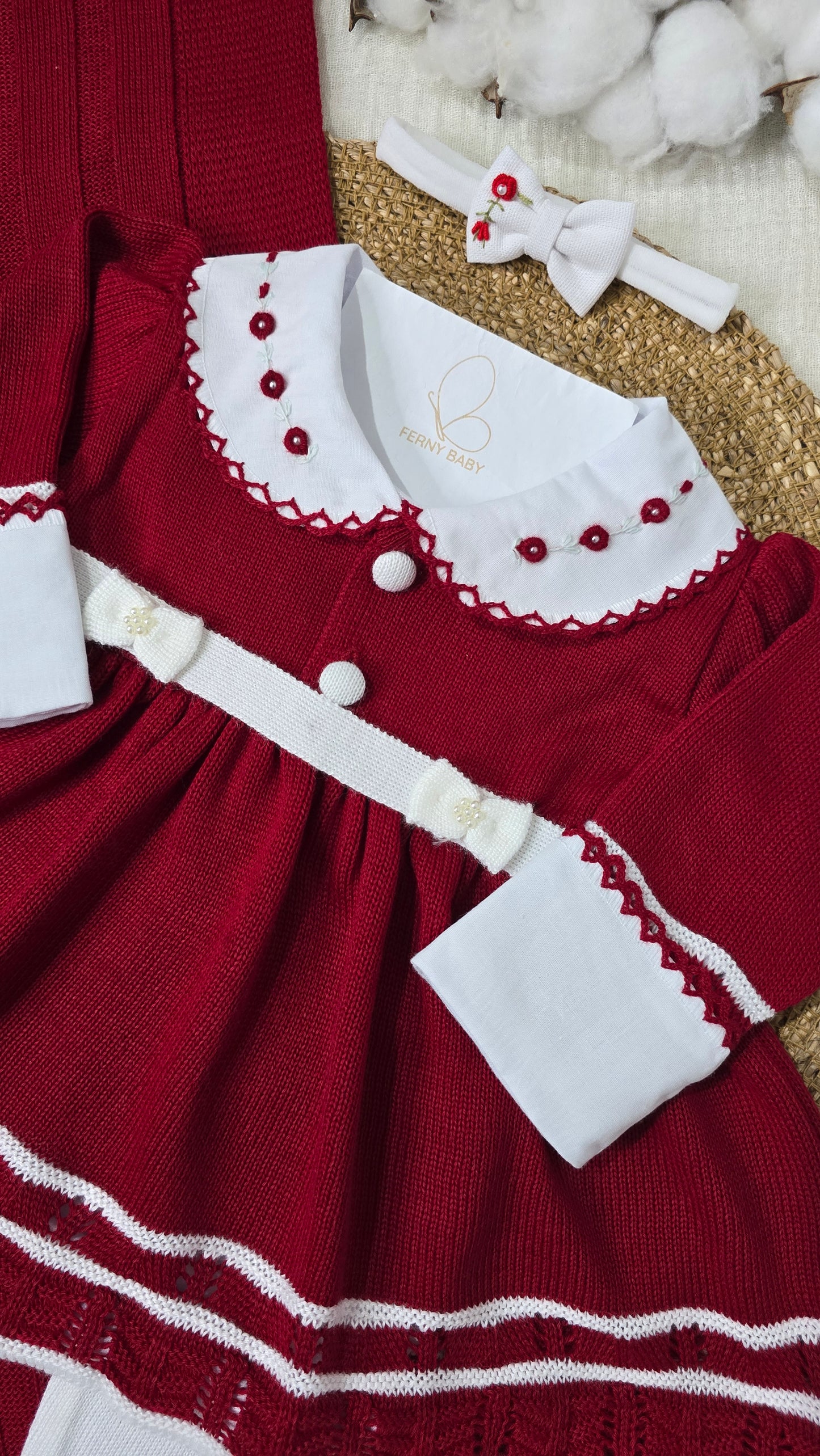 Saída de maternidade Carla Vermelho/off white - Recém Nascido