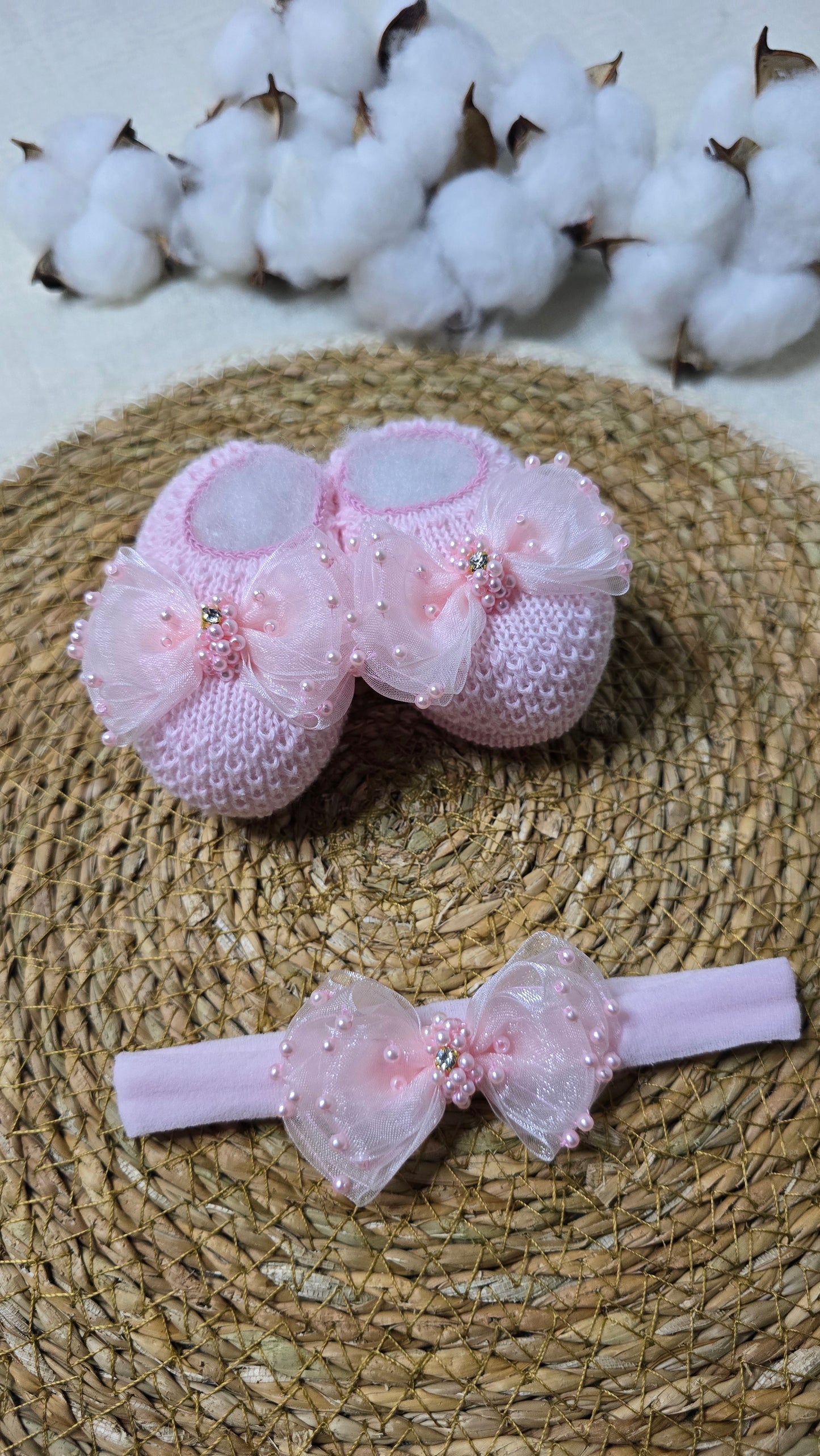 Sapatinho e Tiara Rosa Maxi Laço Strass