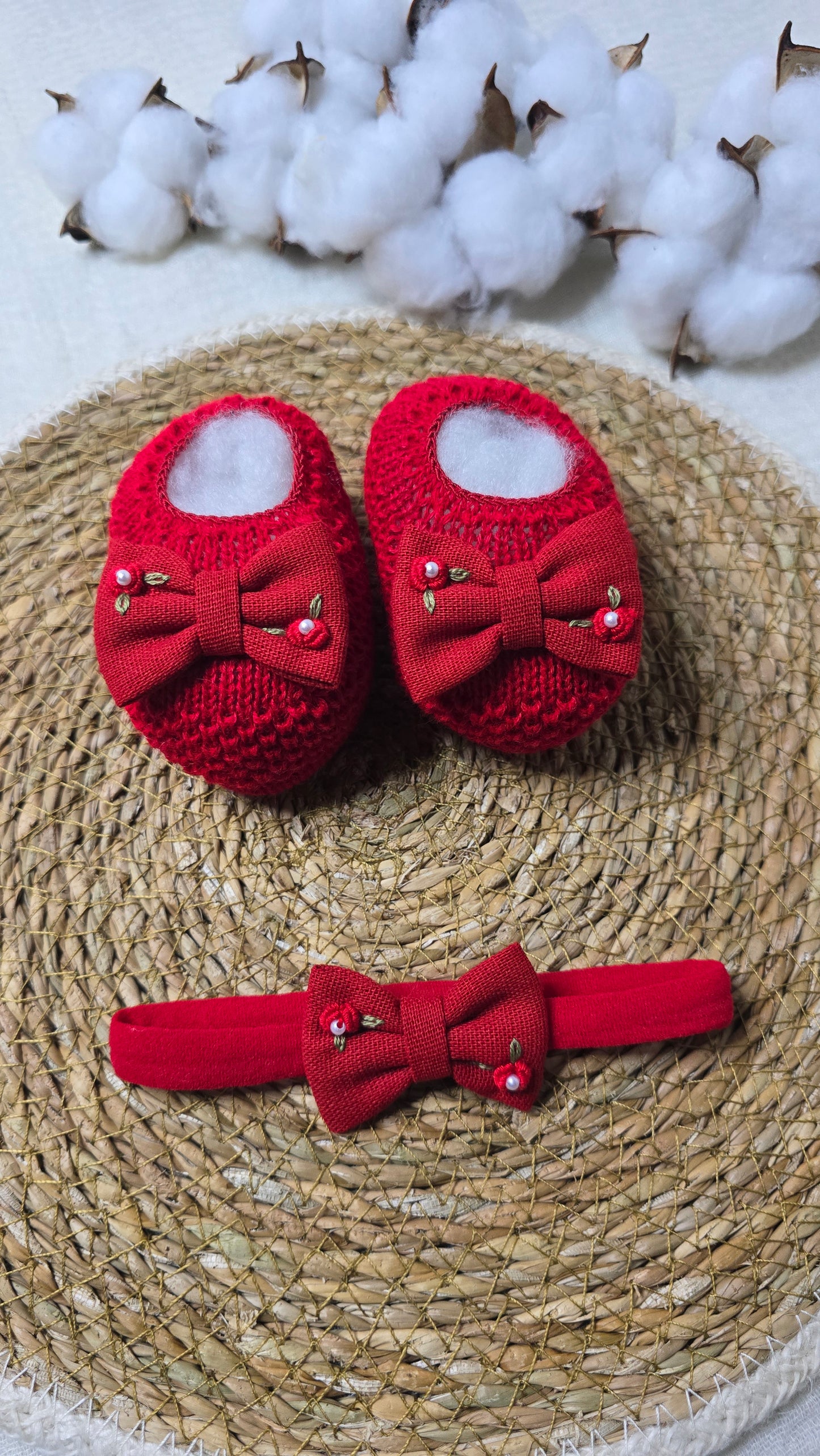 Sapatinho e Tiara Vermelho Vivo