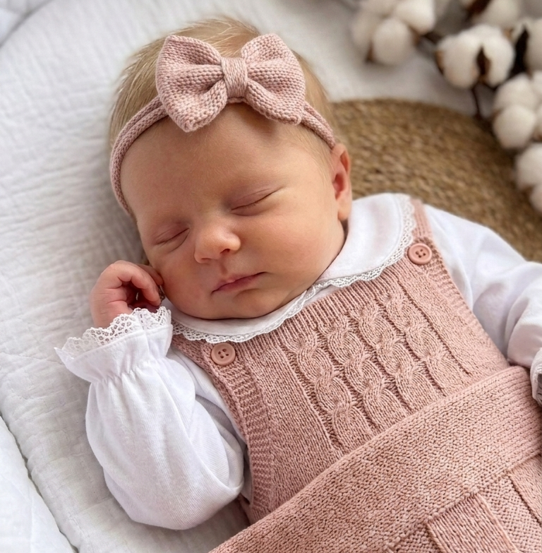 Saída de Maternidade em Tricô Premium – Verão Rosê
