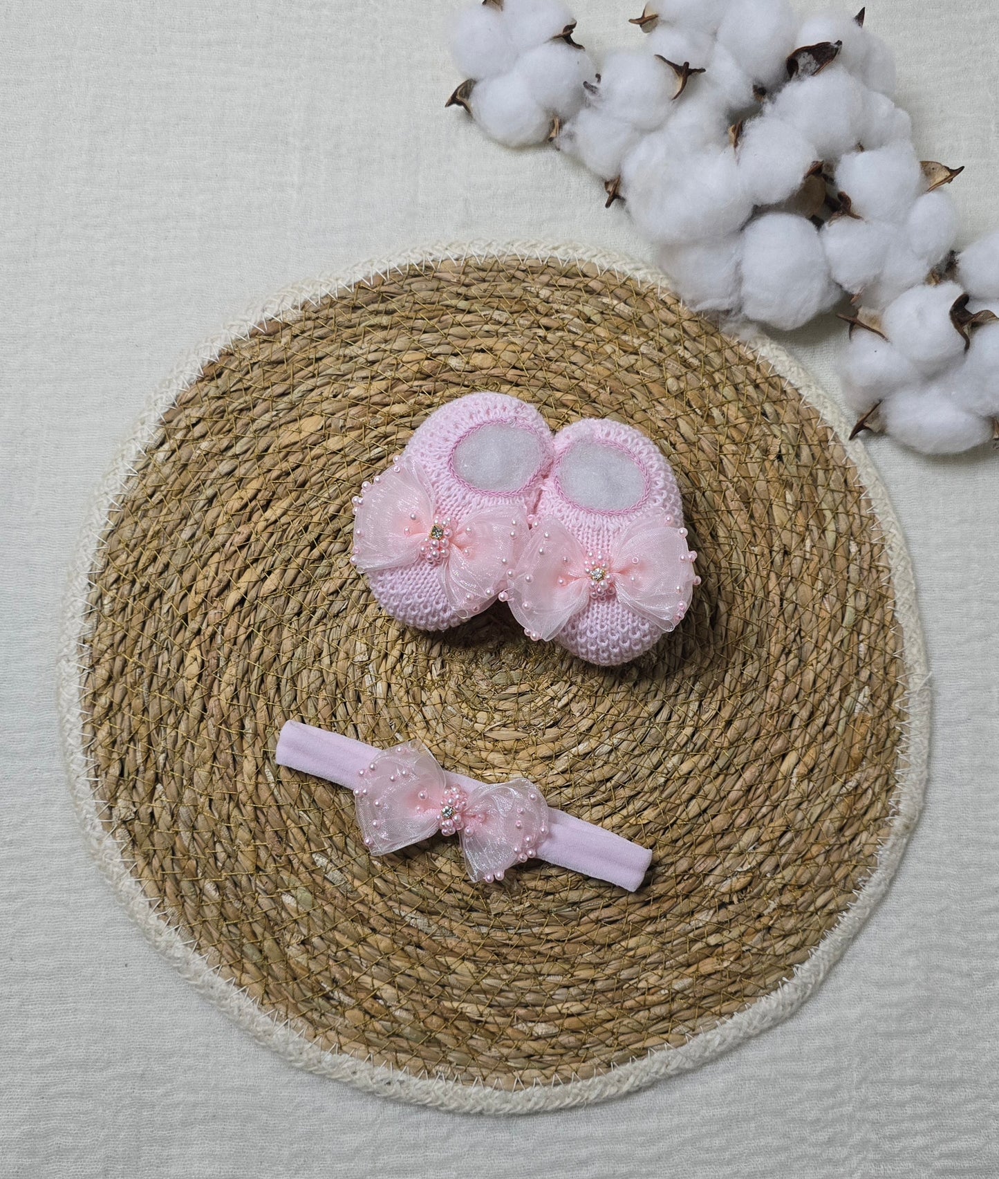 Sapatinho e Tiara Rosa Maxi Laço Strass