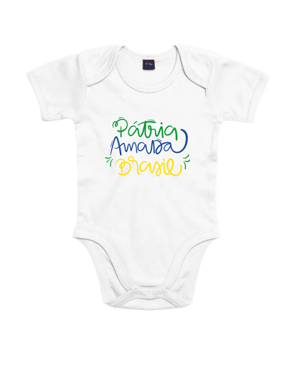Body Bebê Brasil - 100% Algodão Orgânico - Pátria Amada Brasil