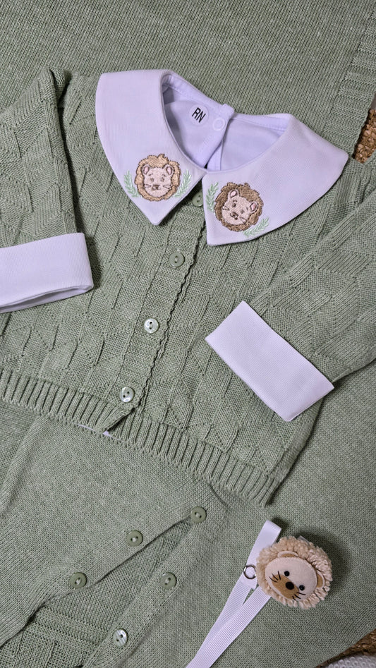 Saída de maternidade Trabalhado verde Mescla - Recém Nascido