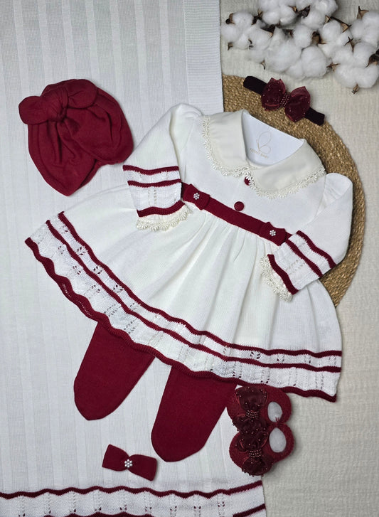 Saída de maternidade Carla Off White/Vermelho - Recém Nascido