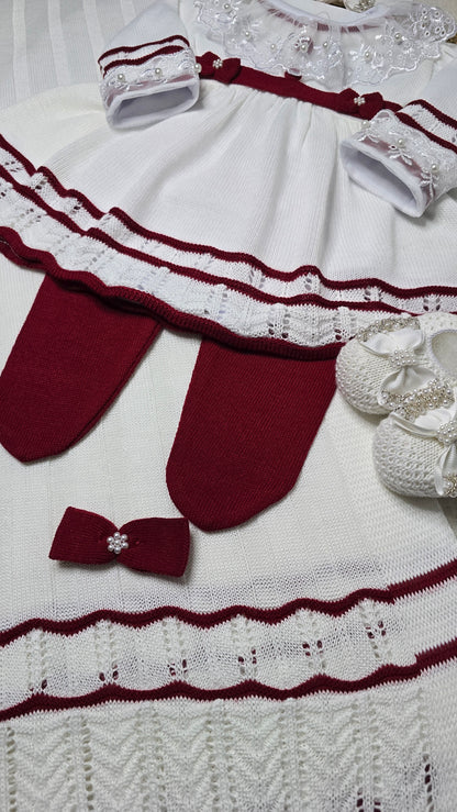 Saída de maternidade Carla Off White/Vermelho - Recém Nascido