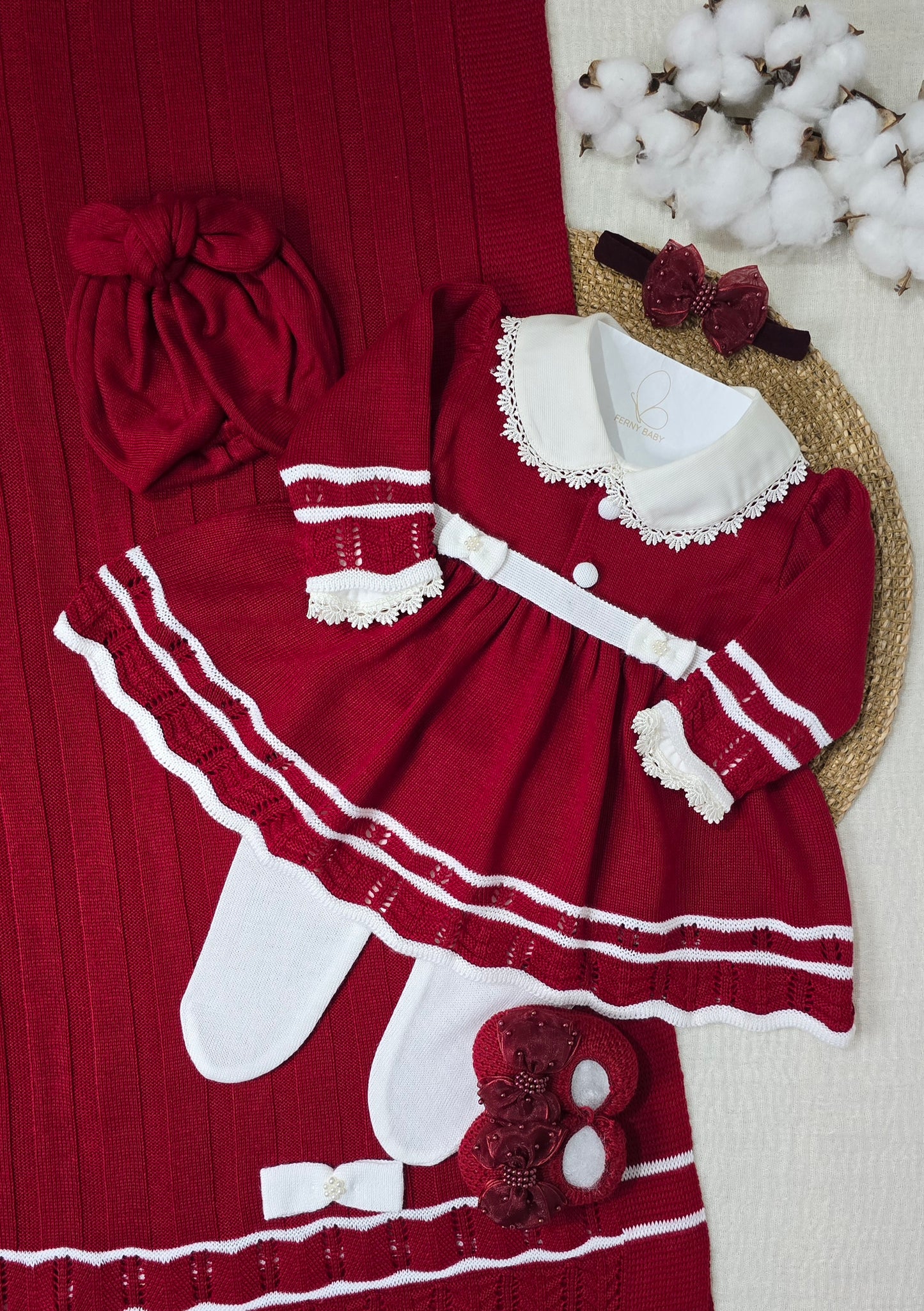 Saída de maternidade Carla Vermelho/Branco - Recém Nascido
