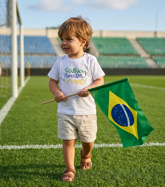Camiseta Infantil Brasil Premium - 100% Algodão Orgânico Certificado