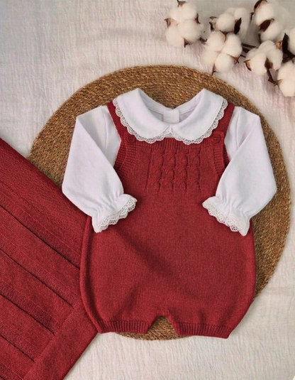 Saída de Maternidade em Tricô Premium – Verão Vermelho