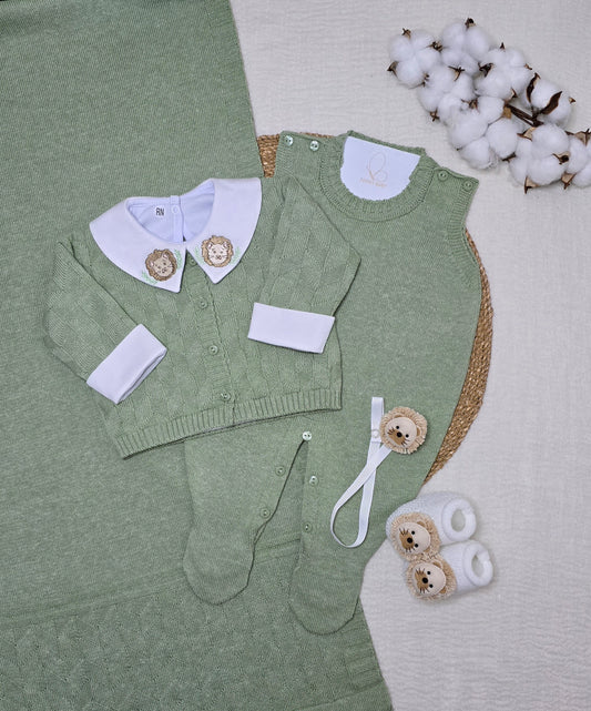 Saída de maternidade Trabalhado verde Mescla - Recém Nascido