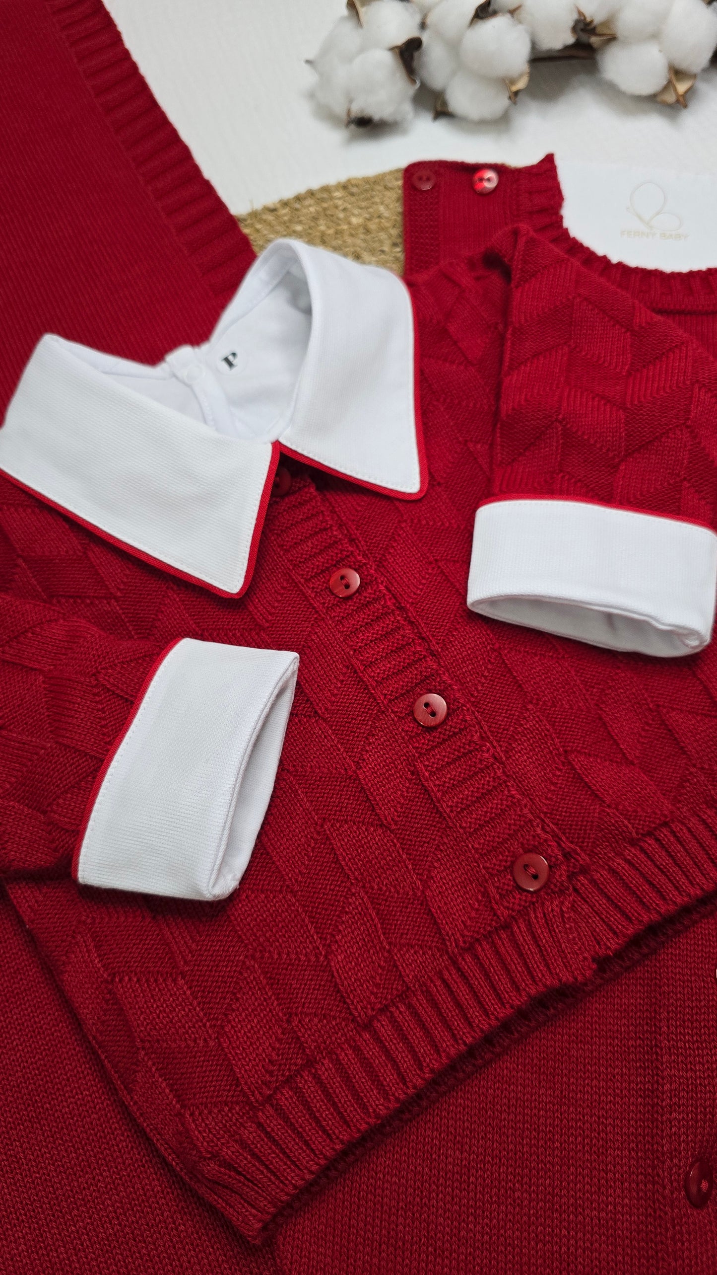 Conjunto Trabalhado Vermelho - de 1 a 3 meses