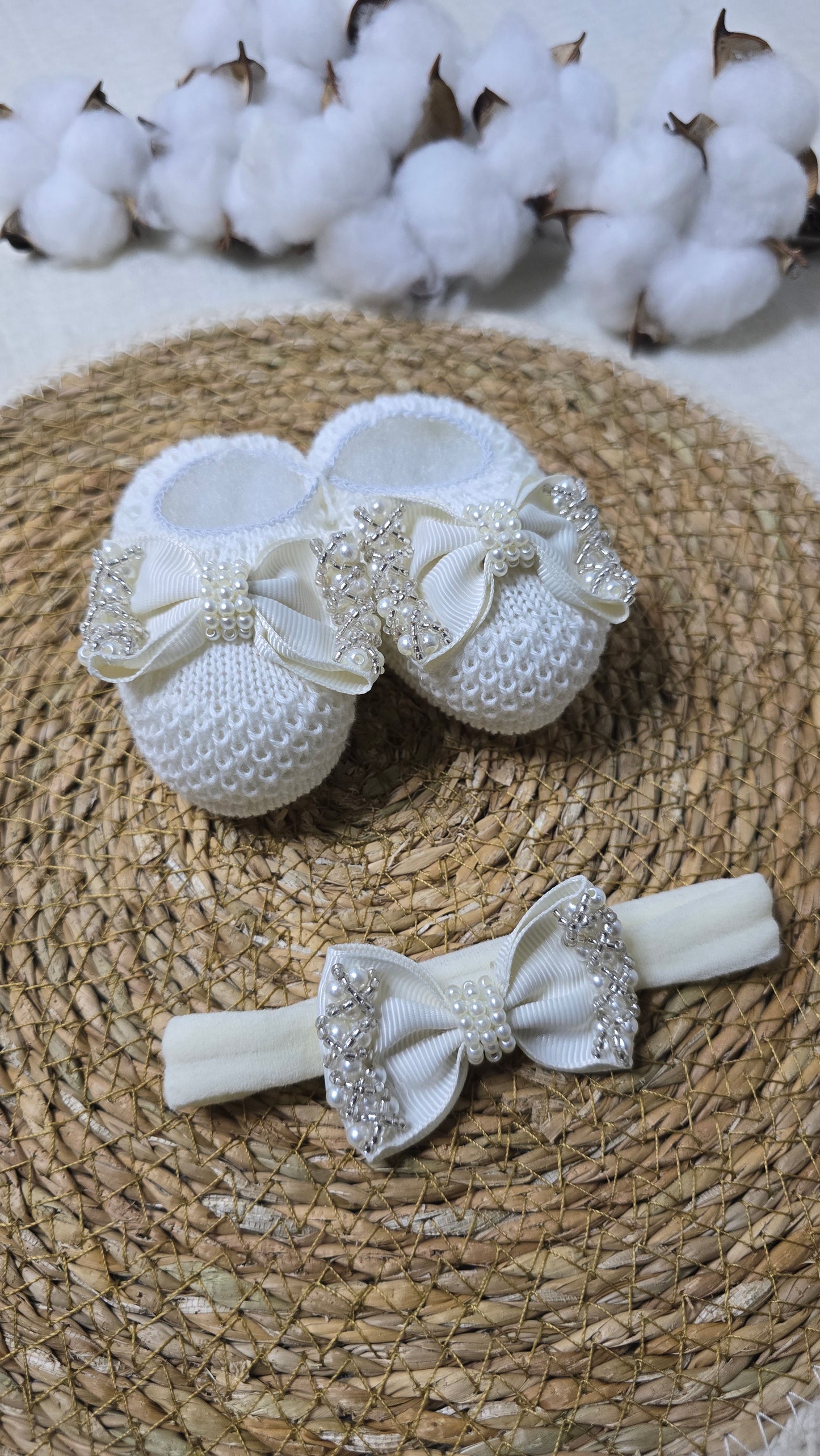 Sapatinho e Tiara Off White