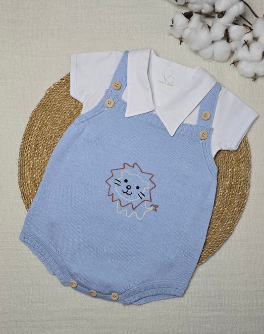 Conjunto Verão Leão Azul - 3/6 meses