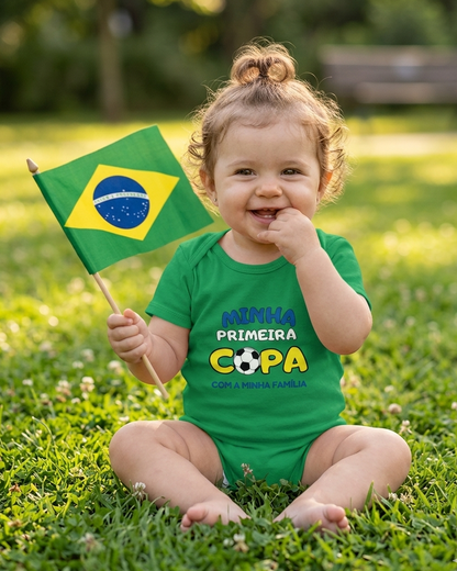Body Bebê Brasil - 100% Algodão Orgânico - Minha Primeira Copa