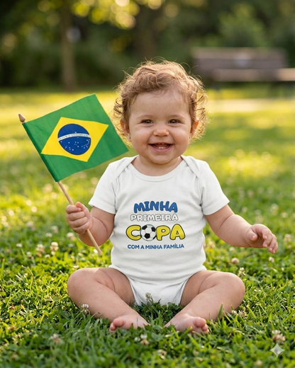 Body Bebê Brasil - 100% Algodão Orgânico - Minha Primeira Copa