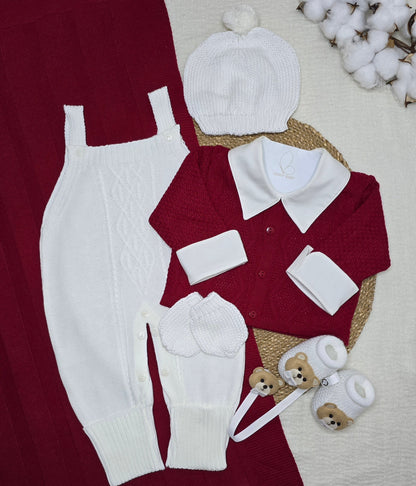 Saída de Maternidade Otávio vermelho/off White - Recém Nascido
