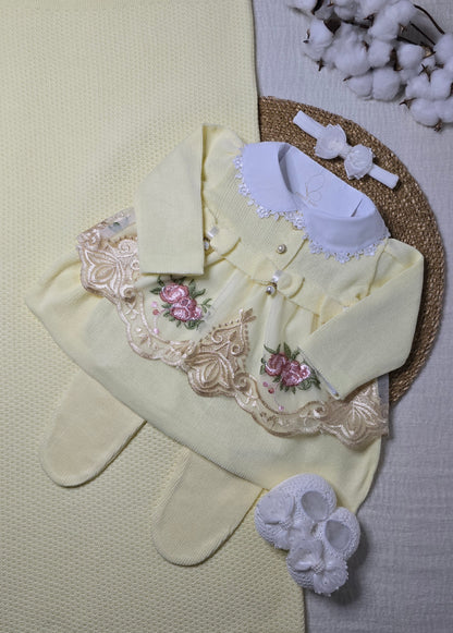 Saída de maternidade Tule Amarelo - Recém Nascido