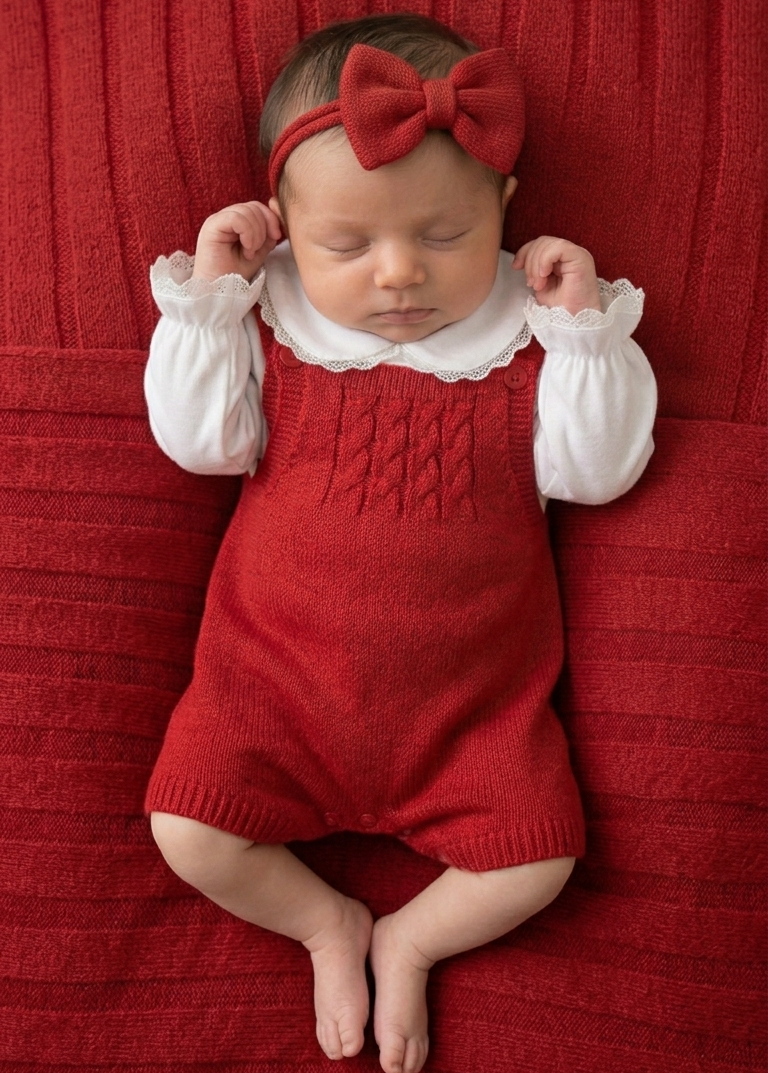 Saída de Maternidade em Tricô Premium – Verão Vermelho