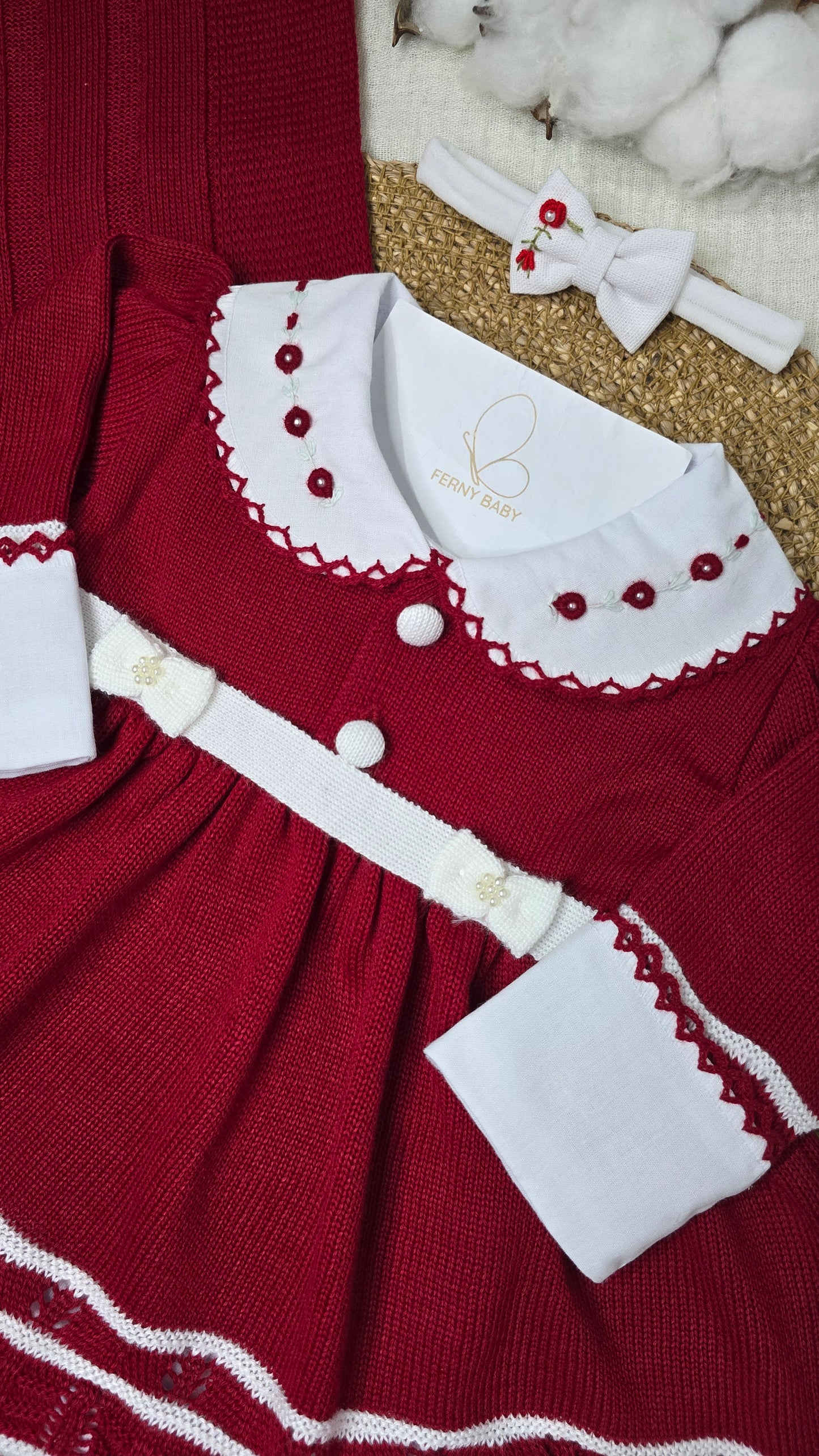 Saída de maternidade Carla Vermelho/off white - Recém Nascido