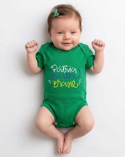 Body Bebê Brasil - 100% Algodão Orgânico - Pátria Amada Brasil
