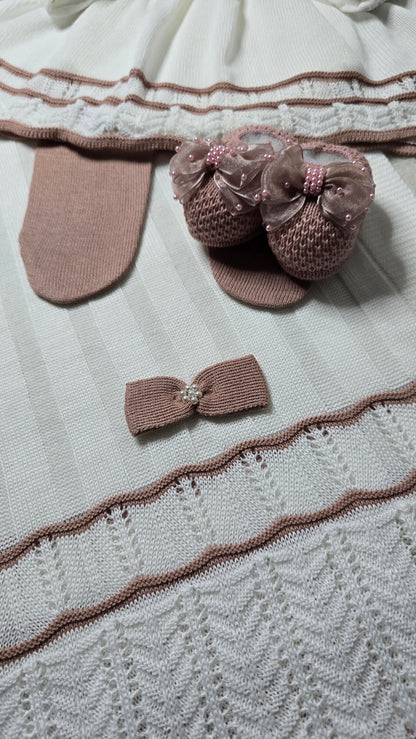 Saída de maternidade Carla Off White/ Rosê - Recém Nascido