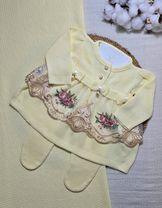 Saída de maternidade Bordada Amarelo - Recém Nascido