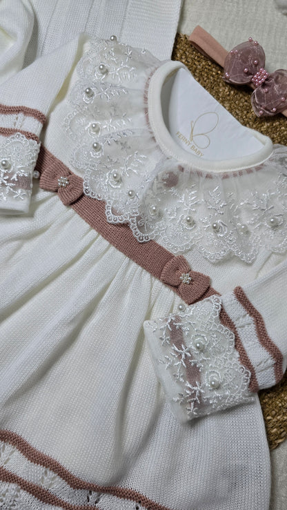 Saída de maternidade Carla Off White/ Rosê - Recém Nascido