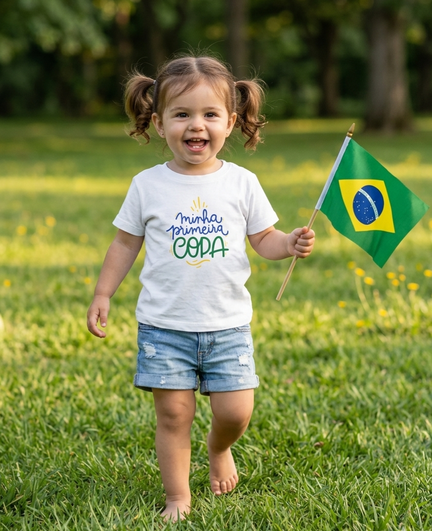 Camiseta Infantil Brasil Premium - 100% Algodão Orgânico Certificado